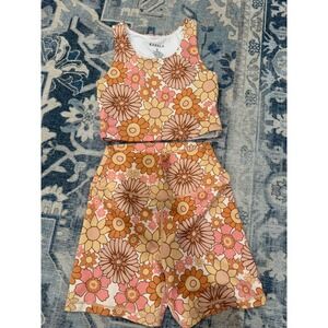 Kavala Flower Power Biker Shorts and Crop Top Set